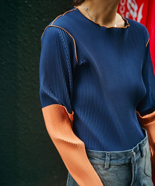 kotohayokozawa（コトハヨコザワ）の「ARM COVER TOP（Tシャツ/カットソー・レディース・ネイビー/ラベンダー/ライトベージュ・FREE）」の8枚目の写真