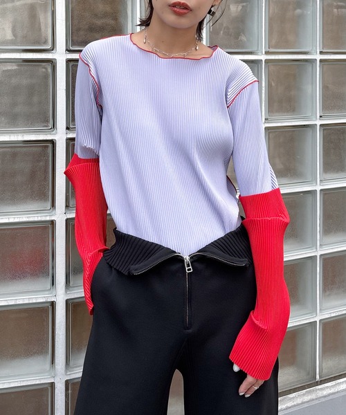 kotohayokozawa（コトハヨコザワ）の「ARM COVER TOP（Tシャツ/カットソー・レディース・ネイビー/ラベンダー/ライトベージュ・FREE）」の5枚目の写真