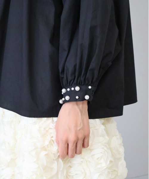 アンミヌ　ドゥーブルカラーブラウス セール】 【一部店舗限定/洗える】プレザンスジャカード ペプラム