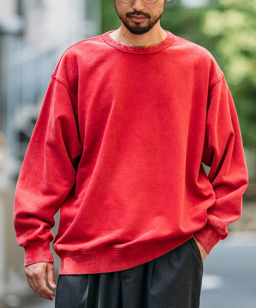 FREAK'S STORE(フリークスストア)の「HEAVY WEIGHT CREW NECK PIGMENT SWT 13oz/ヘビーウェイト ピグメント加工 クルーネックスウェット/13オンス/リラックスフィット(スウェット・メンズ・オリーブ/チャコールグレー/ワインレッド/ブラウン・LARGE/SMALL/MEDIUM)」の5枚目の写真