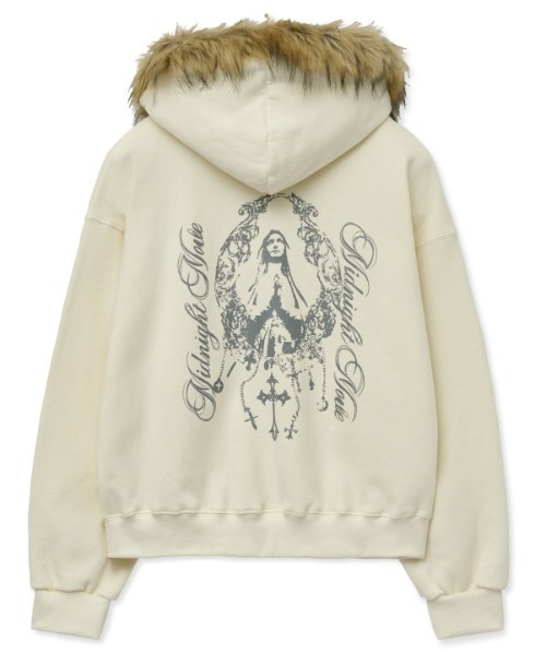 Midnight Move（ミッドナイトムーブ）の「A'GEM/9 × .kom 『MIDNIGHT MOVE/ミッドナイトムーブ』hair hood zip up/ヘアー フードジップパーカー（パーカー・レディース・アイボリー/ブラック・FREE）」の14枚目の写真
