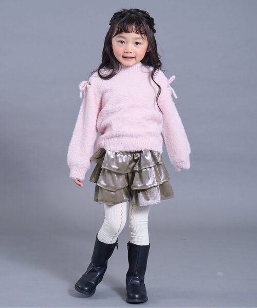 Seraph（セラフ）の「【ジュニア対応】スカート見えベロアティアードパンツ（その他パンツ・キッズ・ブラック/ゴールド/ベージュ・90/100/110/120/130/80/140）」の5枚目の写真