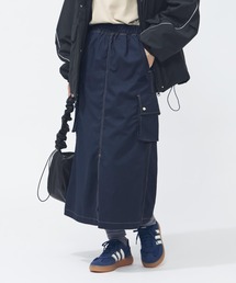 【別注】アディダス adidas デニムライク ストレッチ ウーブン ルーズフィット カーゴスカート 限定コラボ