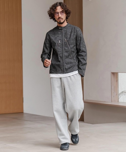 CAMBIO（カンビオ）の「mj11217-合成皮革デニムライクシングルライダース ジャケット(HLCM0204)（ライダースジャケット・メンズ・ブラウン/ブルー/ブラック・S/M/L）」の14枚目の写真