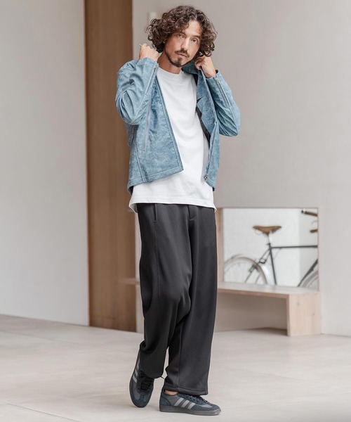 CAMBIO（カンビオ）の「mj11217-合成皮革デニムライクシングルライダース ジャケット(HLCM0204)（ライダースジャケット・メンズ・ブラウン/ブルー/ブラック・S/M/L）」の15枚目の写真