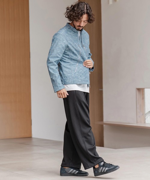 CAMBIO（カンビオ）の「mj11217-合成皮革デニムライクシングルライダース ジャケット(HLCM0204)（ライダースジャケット・メンズ・ブラウン/ブルー/ブラック・S/M/L）」の17枚目の写真