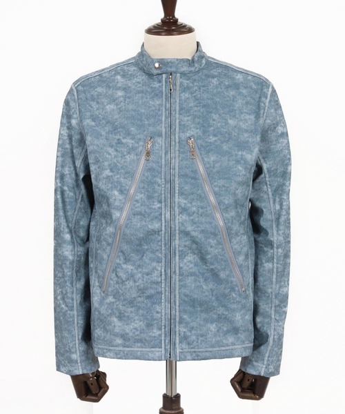 CAMBIO（カンビオ）の「mj11217-合成皮革デニムライクシングルライダース ジャケット(HLCM0204)（ライダースジャケット・メンズ・ブラウン/ブルー/ブラック・S/M/L）」の21枚目の写真