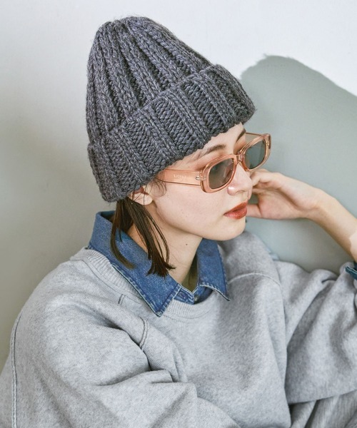 LAKOLE（ラコレ）の「ローゲージニットワッチ / 581859（ニットキャップ/ビーニー・レディース・ブラウン/グレー/ブルー/オフホワイト・FREE）」の3枚目の写真