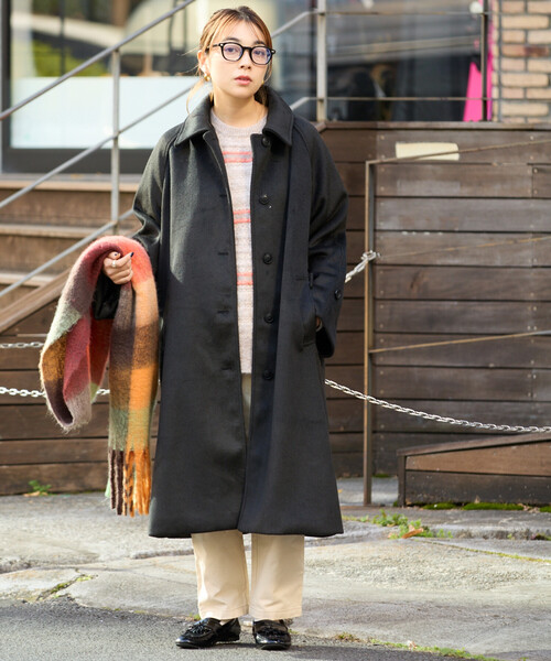 セール】＜低身長サイズあり＞ビーバーロングコート/ステンカラー