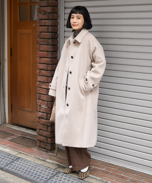 FREAK'S STORE（フリークスストア）の「＜低身長サイズあり＞ビーバーロングコート/ステンカラーコート（ステンカラーコート・レディース・ブラック/ブラウン/ベージュ・ﾌﾘ-/SMALL）」の4枚目の写真