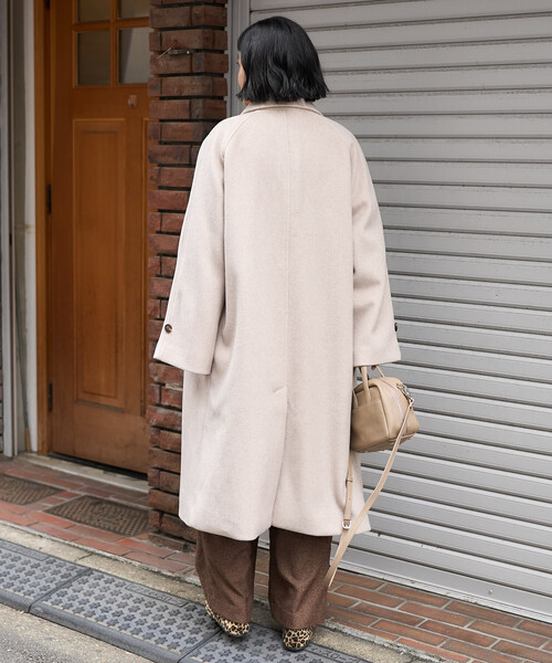 FREAK'S STORE（フリークスストア）の「＜低身長サイズあり＞ビーバーロングコート/ステンカラーコート（ステンカラーコート・レディース・ブラック/ブラウン/ベージュ・ﾌﾘ-/SMALL）」の6枚目の写真