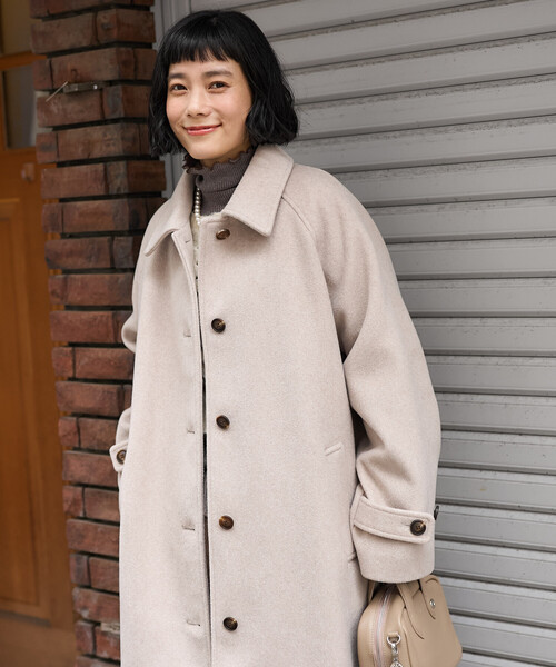 FREAK'S STORE（フリークスストア）の「＜低身長サイズあり＞ビーバーロングコート/ステンカラーコート（ステンカラーコート・レディース・ブラック/ブラウン/ベージュ・ﾌﾘ-/SMALL）」の7枚目の写真