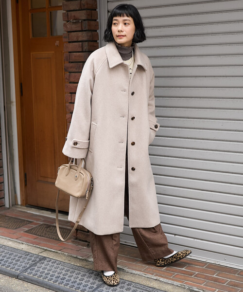 FREAK'S STORE（フリークスストア）の「＜低身長サイズあり＞ビーバーロングコート/ステンカラーコート（ステンカラーコート・レディース・ブラック/ブラウン/ベージュ・ﾌﾘ-/SMALL）」の8枚目の写真