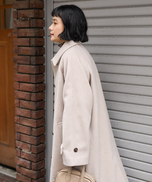 FREAK'S STORE（フリークスストア）の「＜低身長サイズあり＞ビーバーロングコート/ステンカラーコート（ステンカラーコート・レディース・ブラック/ブラウン/ベージュ・ﾌﾘ-/SMALL）」の9枚目の写真