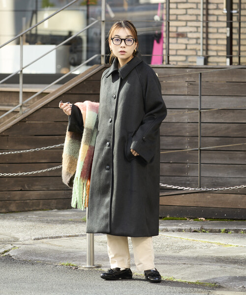 低身長サイズあり＞ビーバーロングコート/ステンカラーコート（ステン