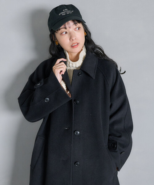 低身長サイズあり＞ビーバーロングコート/ステンカラーコート（ステン