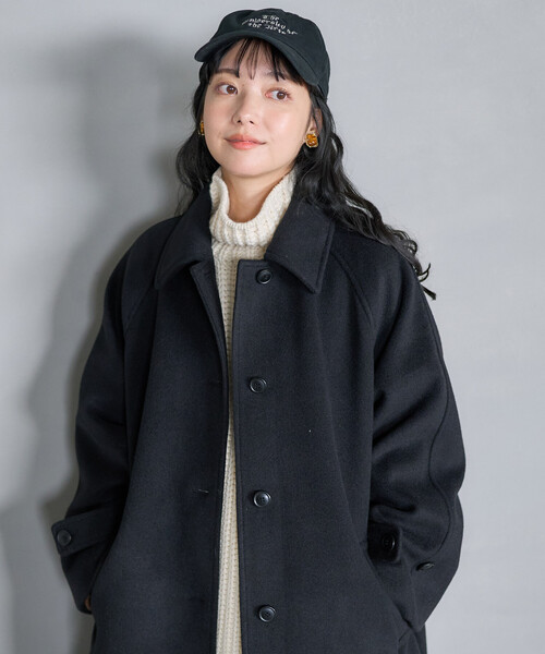 FREAK'S STORE（フリークスストア）の「＜低身長サイズあり＞ビーバーロングコート/ステンカラーコート（ステンカラーコート・レディース・ブラック/ブラウン/ベージュ・ﾌﾘ-/SMALL）」の21枚目の写真