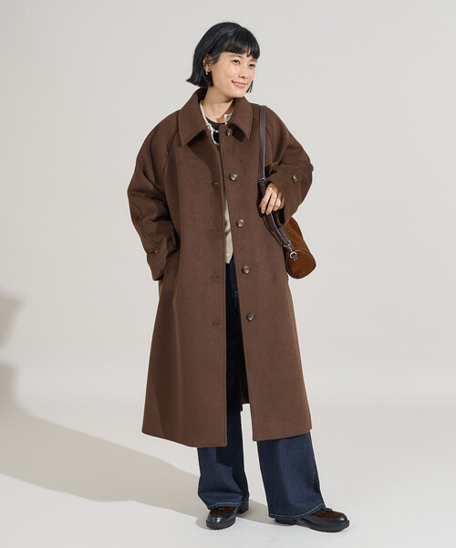 低身長サイズあり＞ビーバーロングコート/ステンカラーコート（ステン