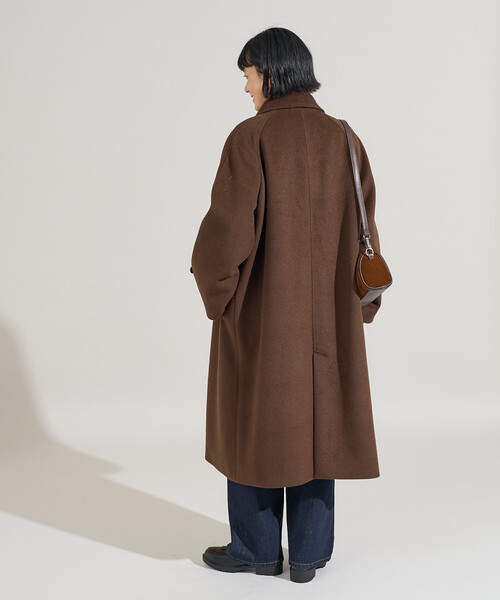 セール】＜低身長サイズあり＞ビーバーロングコート/ステンカラー