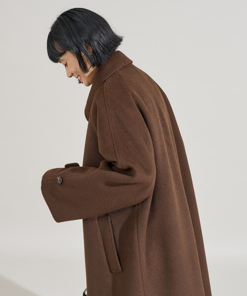 セール】＜低身長サイズあり＞ビーバーロングコート/ステンカラー