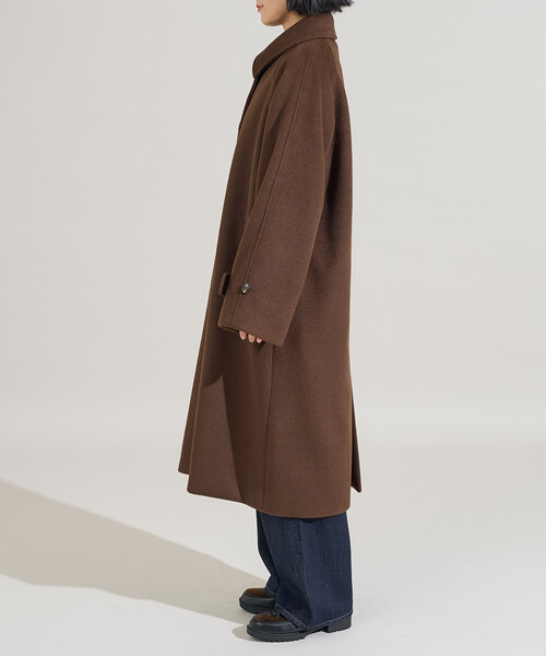 セール】＜低身長サイズあり＞ビーバーロングコート/ステンカラー