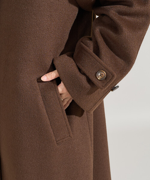 セール】＜低身長サイズあり＞ビーバーロングコート/ステンカラー