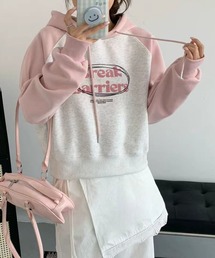 カレッジロゴ プリント ラグラン パーカー