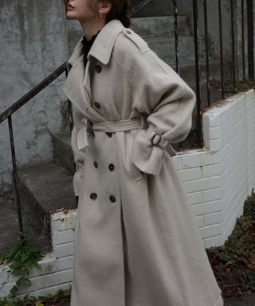 セール】shaggy volume sleeve trench long coat（トレンチコート