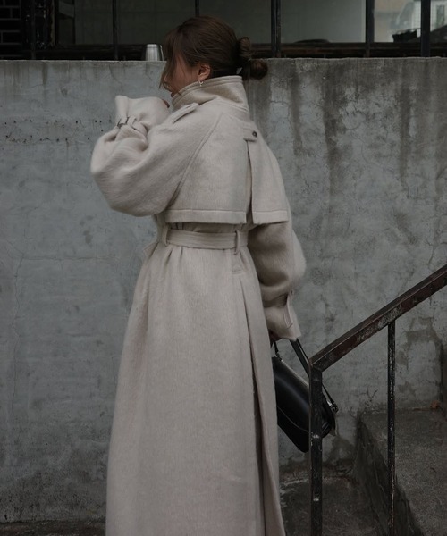 shaggy volume sleeve trench long coat（トレンチコート）｜WILLFULLY