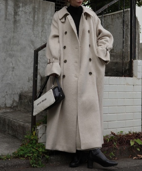 WILLFULLY（ウィルフリー）の「shaggy volume sleeve trench long coat（トレンチコート・レディース・ベージュ系その他/チャコール・FREE）」の11枚目の写真