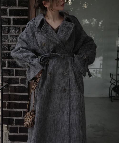 WILLFULLY（ウィルフリー）の「shaggy volume sleeve trench long coat（トレンチコート・レディース・ベージュ系その他/チャコール・FREE）」の14枚目の写真