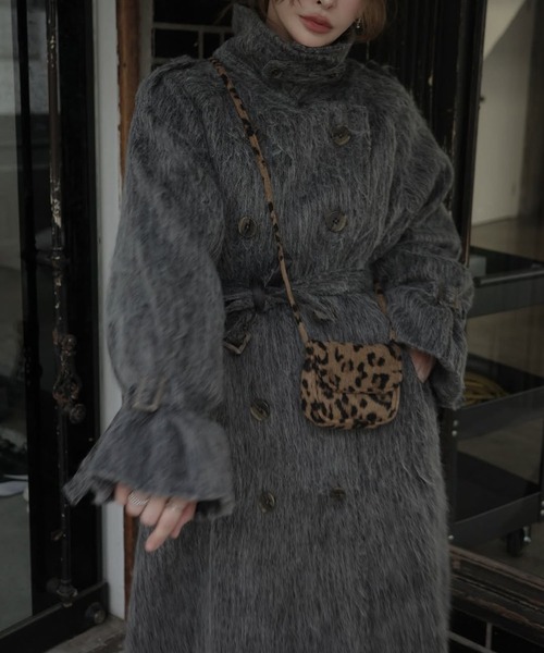 WILLFULLY（ウィルフリー）の「shaggy volume sleeve trench long coat（トレンチコート・レディース・ベージュ系その他/チャコール・FREE）」の16枚目の写真