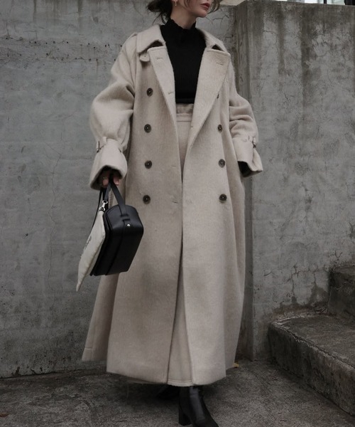 セール】shaggy volume sleeve trench long coat（トレンチコート