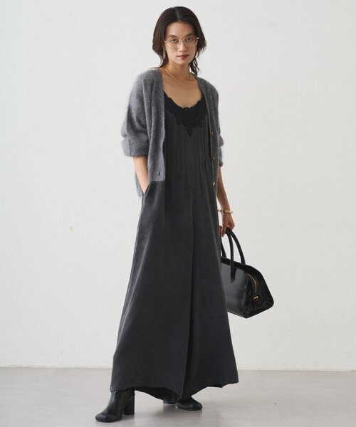 LOUNGEDRESS（ラウンジドレス）の「レースサテンキャミオールインワン（つなぎ/オールインワン・レディース・オフホワイト/ブラック・FREE）」の4枚目の写真