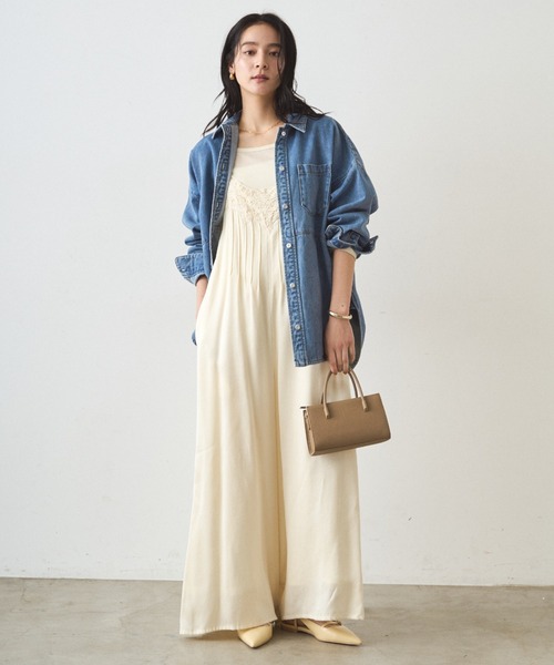 レースサテンキャミオールインワン（つなぎ/オールインワン