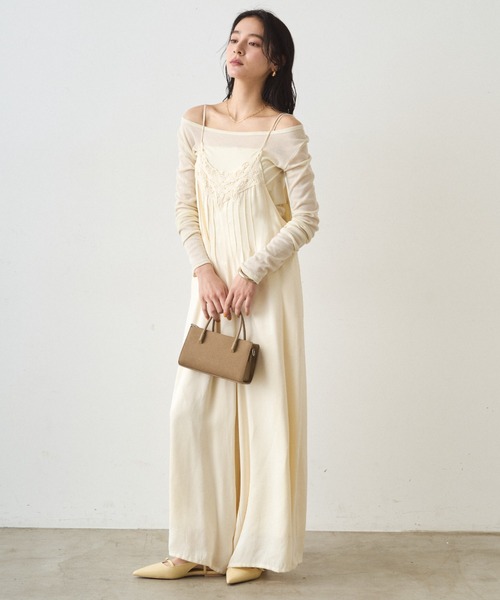 LOUNGEDRESS（ラウンジドレス）の「レースサテンキャミオールインワン（つなぎ/オールインワン・レディース・オフホワイト/ブラック・FREE）」の8枚目の写真