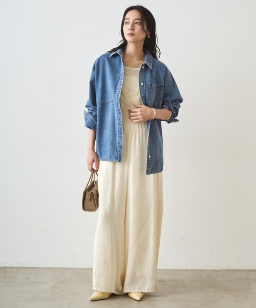 LOUNGEDRESS（ラウンジドレス）の「レースサテンキャミオールインワン（つなぎ/オールインワン・レディース・オフホワイト/ブラック・FREE）」の14枚目の写真