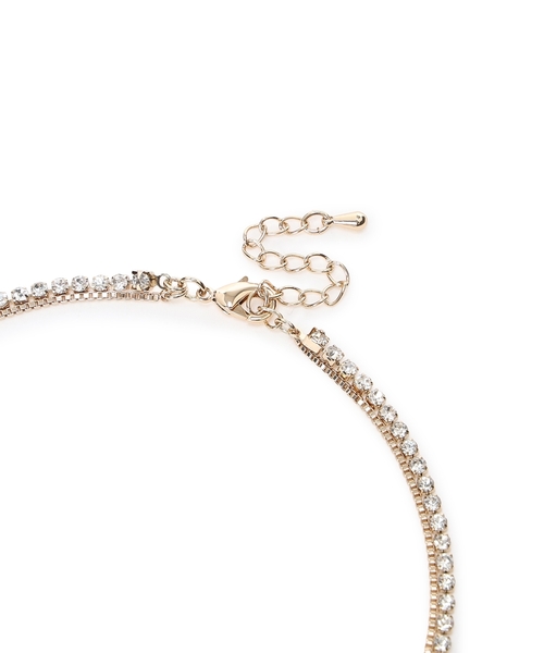 A/C DESIGN BY ALPHA CUBIC（エーシーデザインバイアルファキュービック）の「ラインストーンチェーン2連ネックレス（ネックレス・レディース・ゴールド/シルバー・フリー）」の13枚目の写真