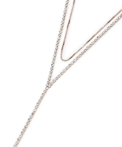 A/C DESIGN BY ALPHA CUBIC（エーシーデザインバイアルファキュービック）の「ラインストーンチェーン2連ネックレス（ネックレス・レディース・ゴールド/シルバー・フリー）」の14枚目の写真