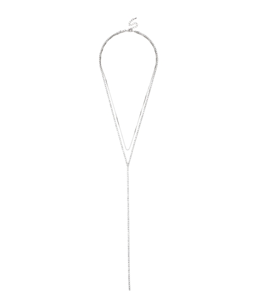 A/C DESIGN BY ALPHA CUBIC（エーシーデザインバイアルファキュービック）の「ラインストーンチェーン2連ネックレス（ネックレス・レディース・ゴールド/シルバー・フリー）」の4枚目の写真