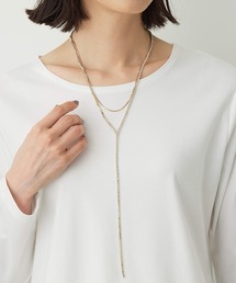 A/C DESIGN BY ALPHA CUBIC | ラインストーンチェーン2連ネックレス(ネックレス)