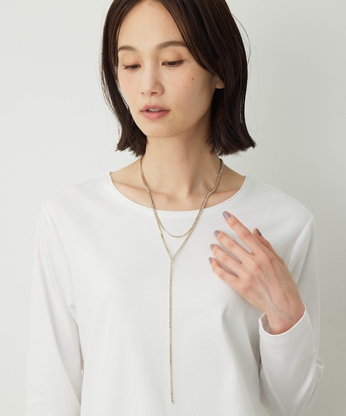 A/C DESIGN BY ALPHA CUBIC（エーシーデザインバイアルファキュービック）の「ラインストーンチェーン2連ネックレス（ネックレス・レディース・ゴールド/シルバー・フリー）」の16枚目の写真