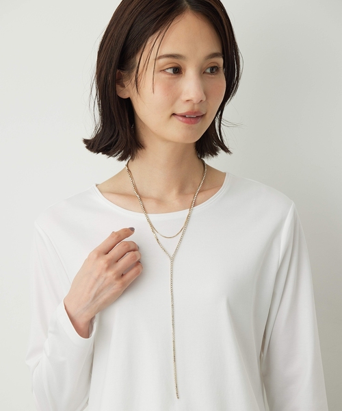 A/C DESIGN BY ALPHA CUBIC（エーシーデザインバイアルファキュービック）の「ラインストーンチェーン2連ネックレス（ネックレス・レディース・ゴールド/シルバー・フリー）」の15枚目の写真