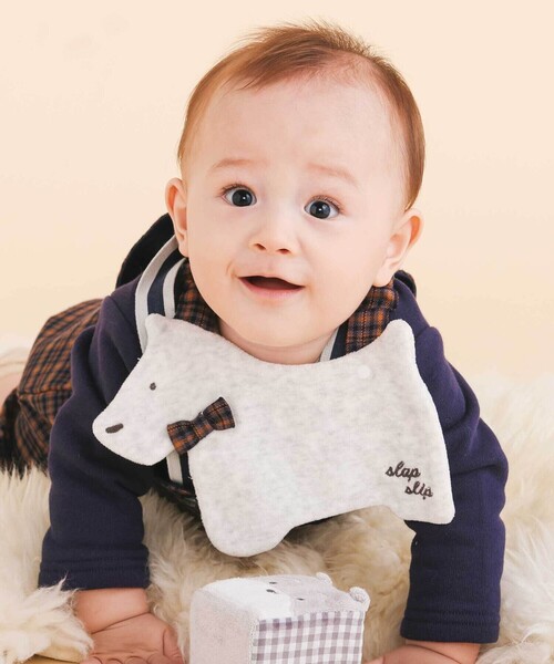 SLAP SLIP BABY（スラップスリップベビー）の「アニマル恐竜イヌモチーフパイルスタイ（スタイ/よだれかけ・キッズ・イエロー/ホワイト・FREE）」の2枚目の写真