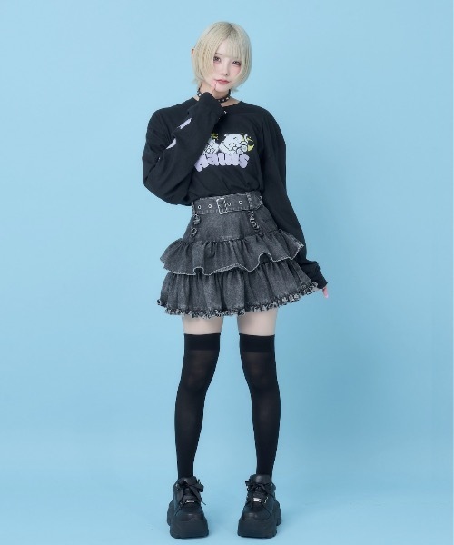 Hauls(ハウルズ)の「おねんねBIGロンTEE(Tシャツ/カットソー・レディース・ホワイト/ブラック・FREE)」の4枚目の写真