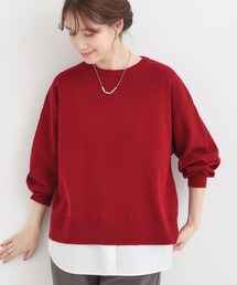 【洗濯機可/毛玉になりにくい】1枚で簡単こなれ見え 裾フェイクレイヤード風ニット