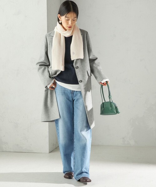 SHIPS（シップス）の「細幅 刺繍 ニット マフラー（マフラー・レディース・ライトグレー/オフホワイト/ライトグリーン・ONE SIZE）」の7枚目の写真