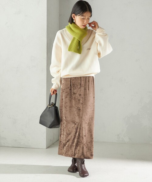 SHIPS（シップス）の「細幅 刺繍 ニット マフラー（マフラー・レディース・ライトグレー/オフホワイト/ライトグリーン・ONE SIZE）」の17枚目の写真