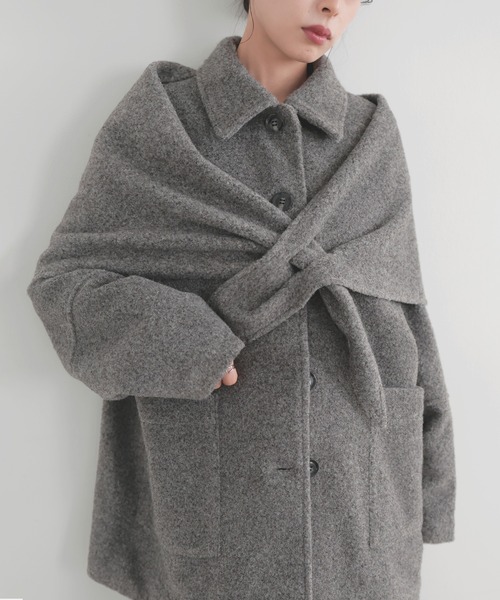 ストールセットウールライクコート（ステンカラーコート）｜LIAN