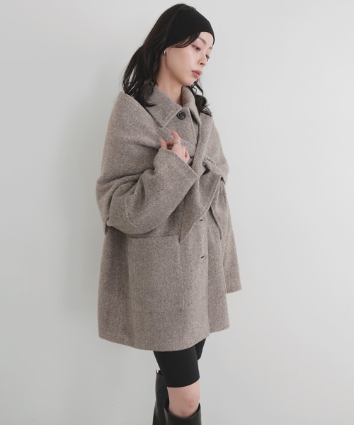 ストールセットウールライクコート（ステンカラーコート）｜LIAN